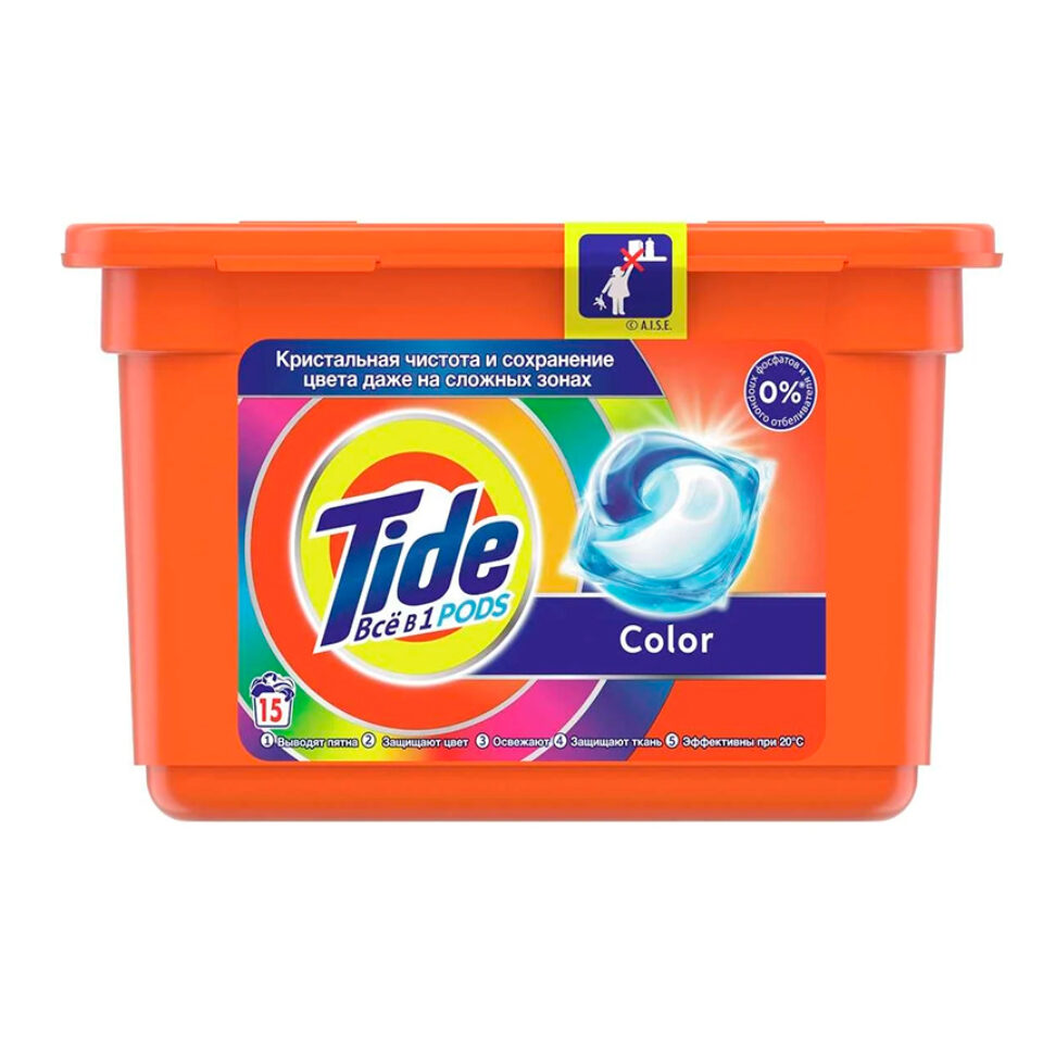 Гель-капсулы Tide Color для стирки стойкий эффект 15 шт